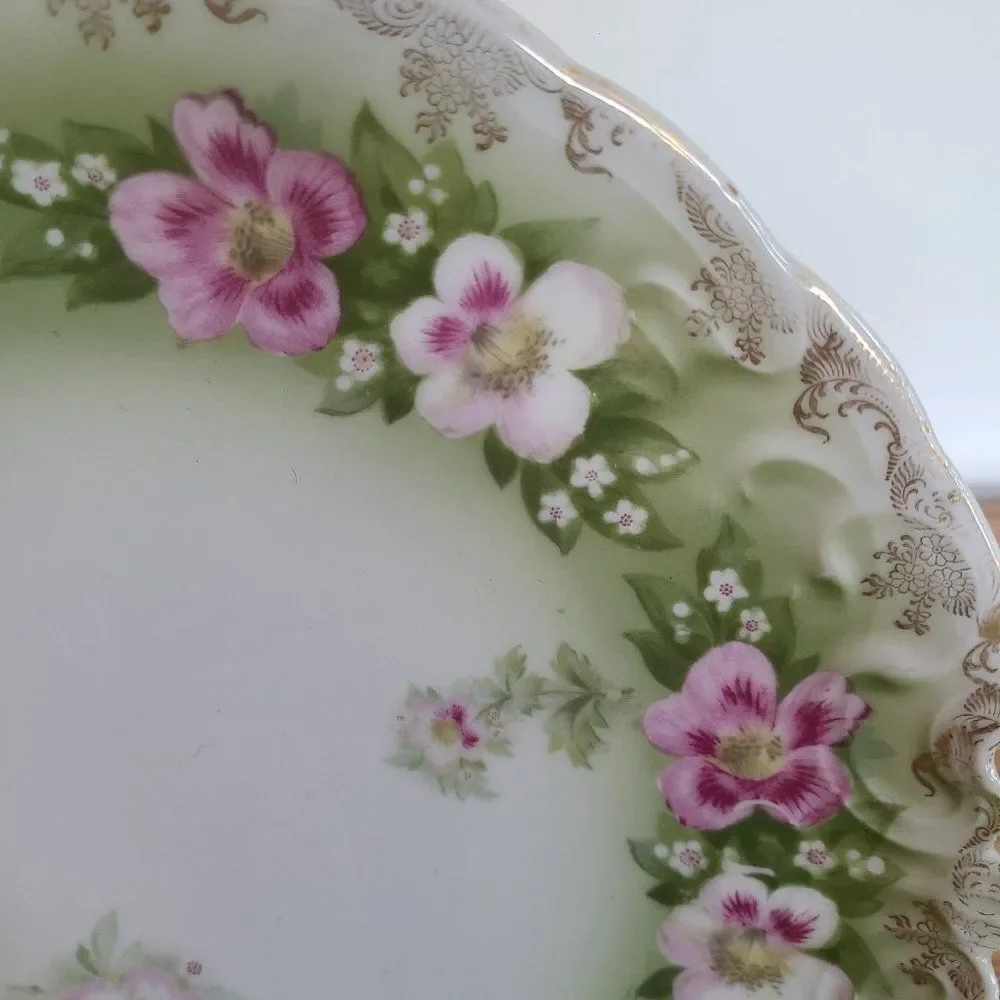 Antique Rosenthal Iris Bavaria Porcelain China Floral Serving Plate R.C. Crown